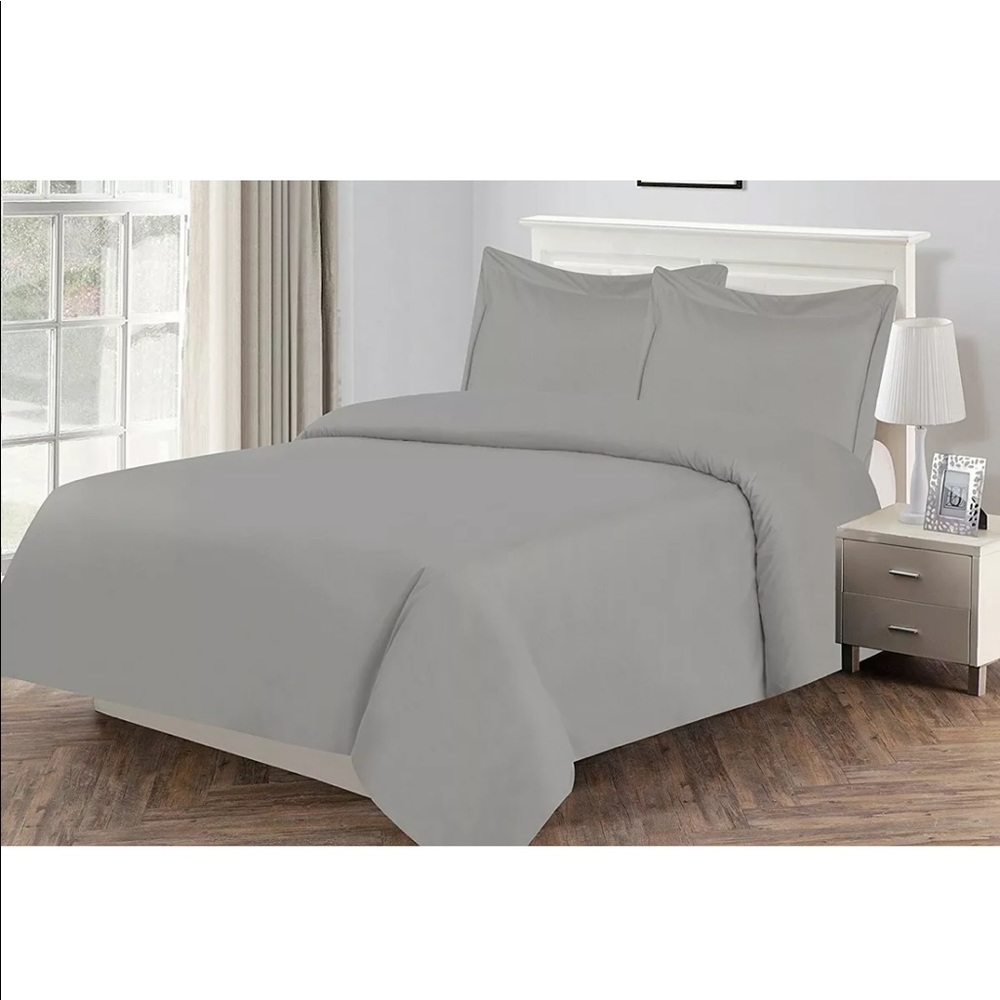 3pcs Bedding Duvet Cover Set Queen Dark Grey